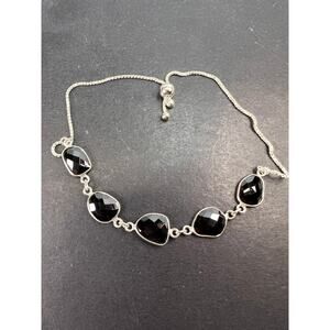 NEW WOT Black spinel and sterling silver bolo bracelet